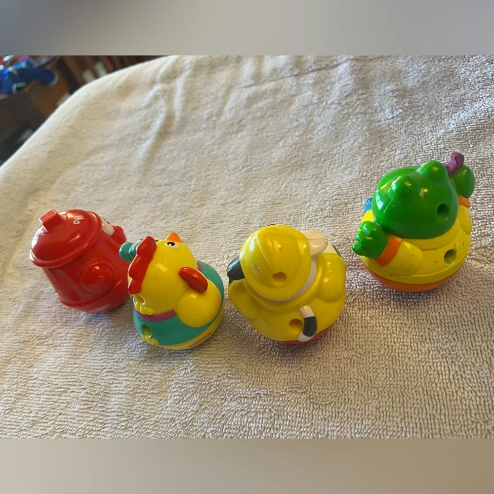 Colorful Vintage Weebles Set of Four Fire Hydrant - Fire Dog - Frog and Chicken